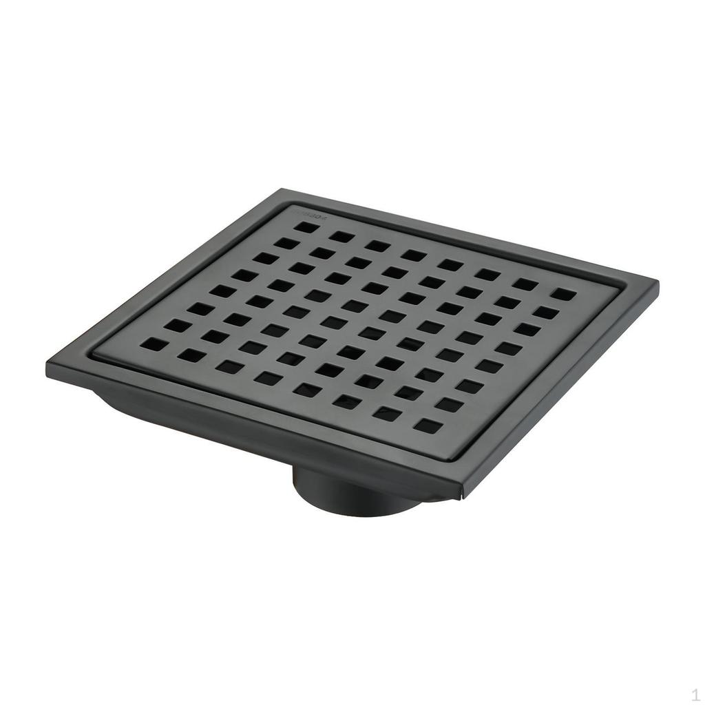 6 Inch Square Shower Floor Drain with Grid Cover, Anti-Rust Stainless Steel