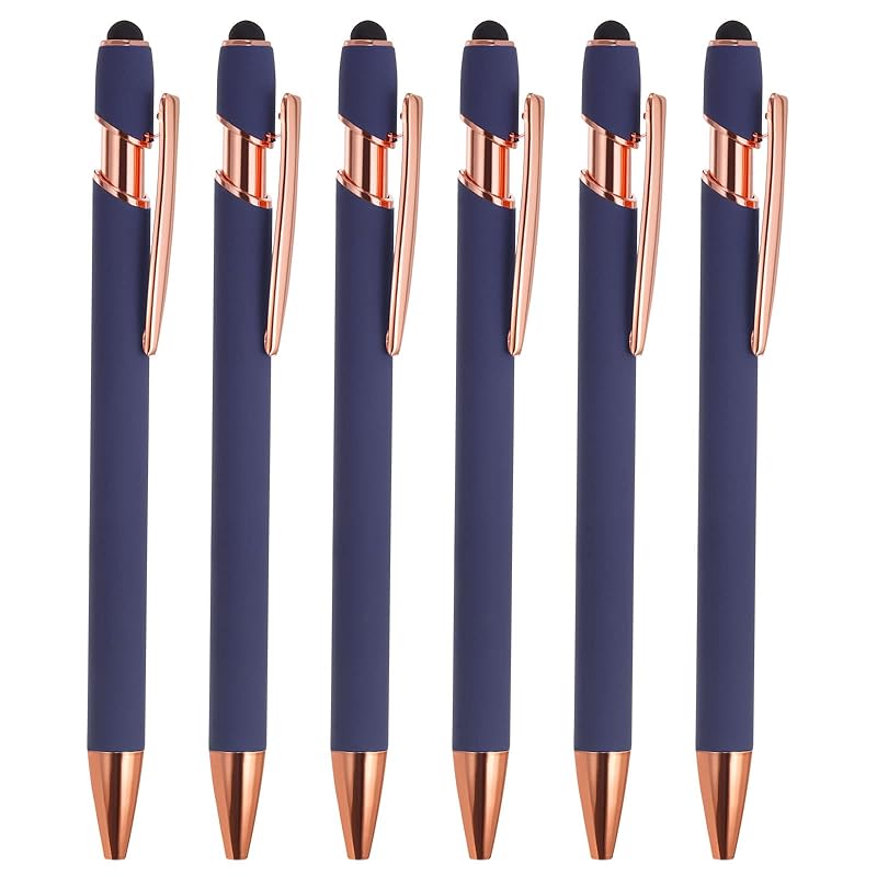 

PATIKIL ballpoint pen fountain pen metal pen stylus tip 2 in 1 black ink 1.0mm medium point for touch screen style 2 blue 6 pieces