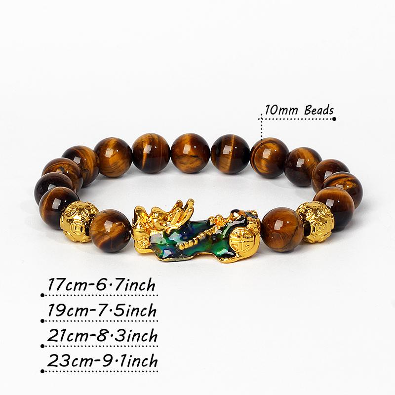 Feng Shui Black Obsidian Wealth Bracelets Men Color Changed Pi Xiu Bracelets Women 10mm Dragon Mantra Bead Bangle Lucky Jewelry
