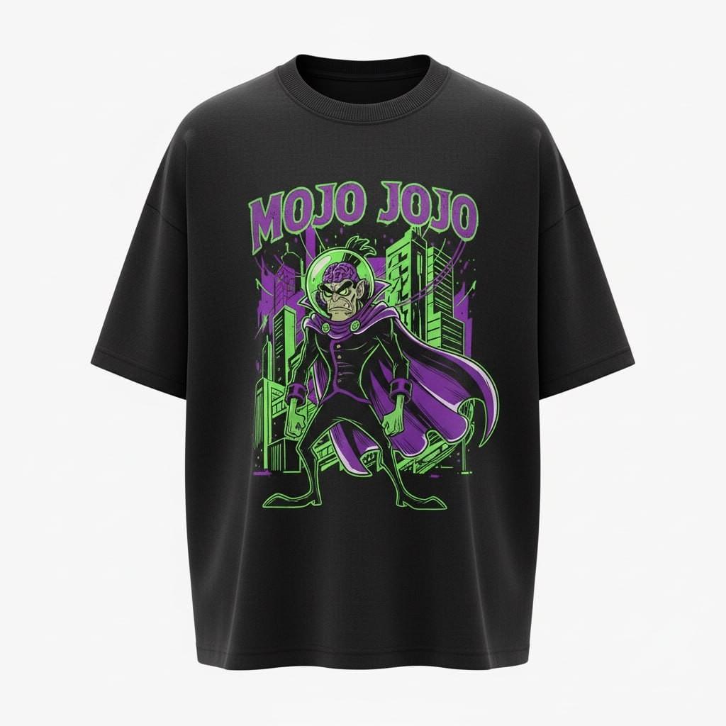 Mojo Jojo Vintage 90s Graphic T-Shirt Retro Cartoon Villain Black Bootleg Tee XXL