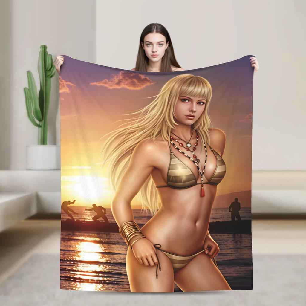 Super Soft Blanket Picnic Tekken Throw Blanket Flannel Bedspread For Couch Chair Aesthetic Sofa Bed Cover