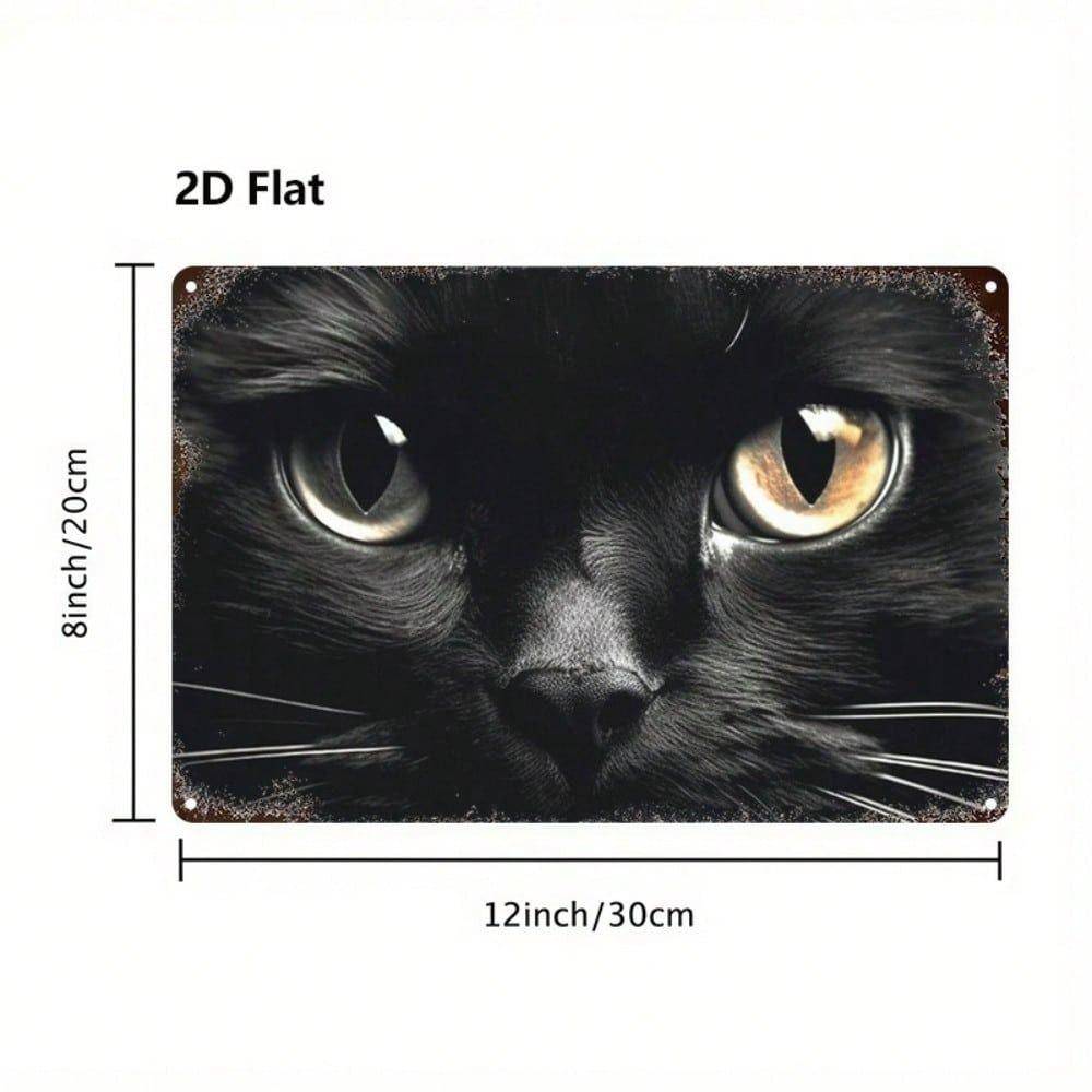 Black Cat Metal Wall Art Vintage Minimalist Decor