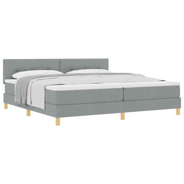 VidaXL Lit à ressorts avec matelas Gris clair 200x200 cm Tissu 3338944