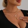 European and American Jewelry Personalized Retro Love Flash Diamond Water Drop Multi-layer Necklace Female Elegance Temperament Versatile Item Jewelry
