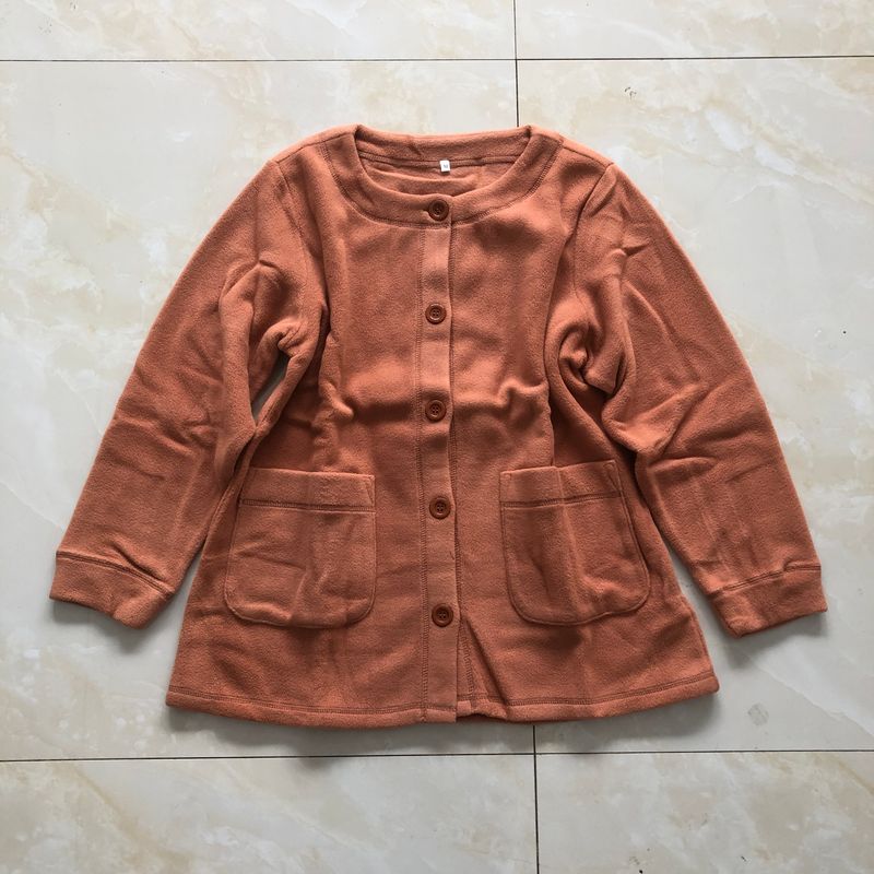 

Японский кардиган из одинарного полар-флиса, верхняя одежда, поступление осени и зимы, женский большого размера, с круглым вырезом, на одной пуговице, с длинным рукавом, с двойными карманами 32247 Orange C- 9-6-2 M