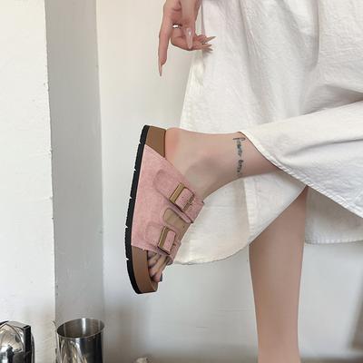 Boken Hausschuhe Sandalen 2025 Sommer neu flachsohlige dicksohlige bequeme und atmungsaktive Oberbekleidung lässige weichsohlige Strandschuhe