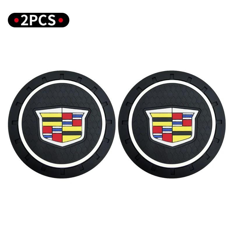 1/2pcs Non-slip Car Water Cup Pad Coaster Rubber Mat For Cadillac Escalade Deville DTS ATS BLS CT4 CT6 CTS EXT SLR SRX XLR XT4