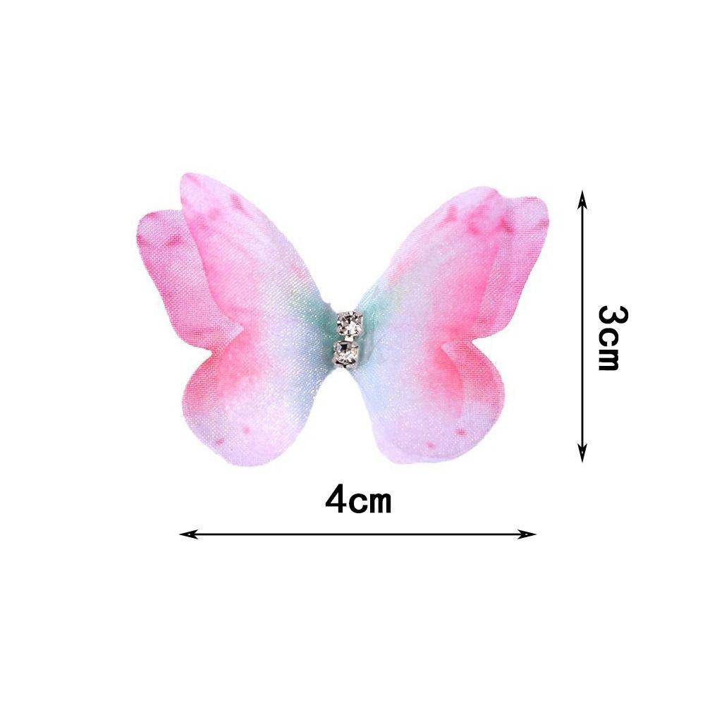 50 bucăți de culoare gradient șifon brodat fluture accesorii pentru păr de mireasă