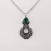 Green Onyx Gemstone 925 Sterling Silver Women Jewelry Partywear Chain Pendant 1.8" For Wife CP-45-19