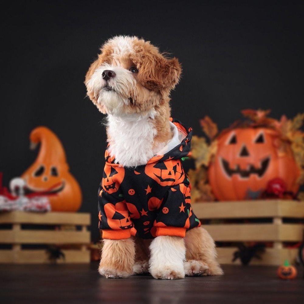 Fashion Cute Halloween Pet Clothes Cool Costume Cosplay Pet Clothing Soft Comfort Dog Cat Pumpkin Hoodie