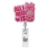 Cute Badge Reel Nurse Reel, Funny Retractable Glitter Acrylic Name Tag Holder with Decorative Clip, Sparkly ID Card for Teachers Student Staffs