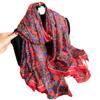 Flower simulation silk pattern scarf women's large size sunscreen light luxury silk scarf commuting large shawl soft yarn temperament