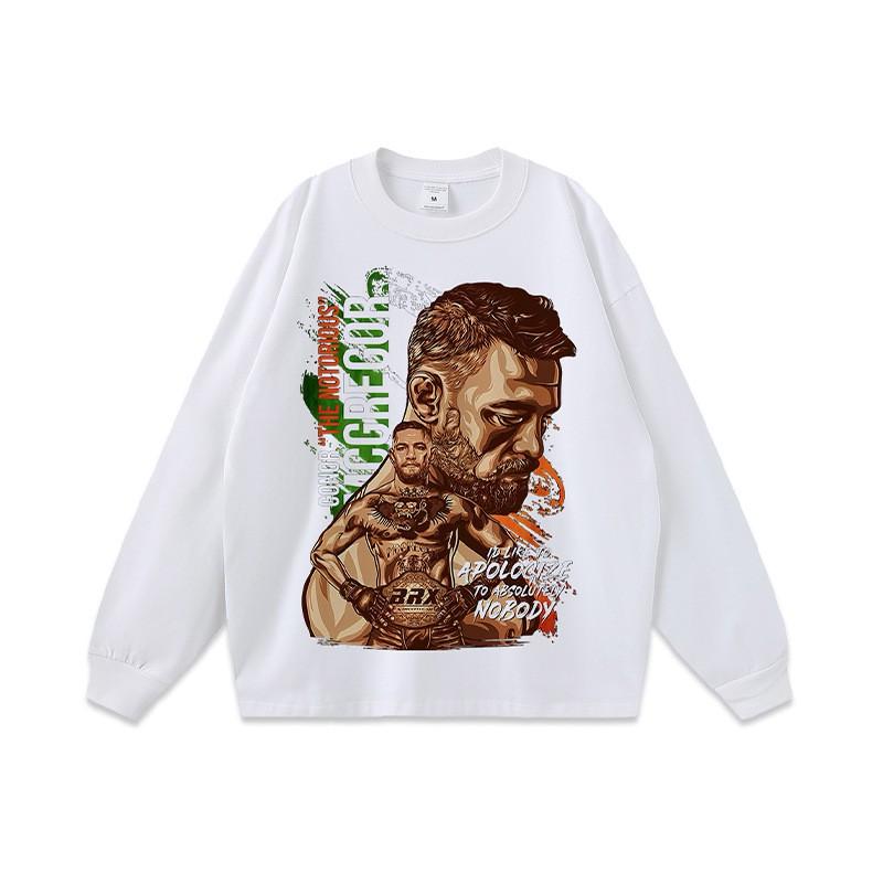 Unisex Oversized Long Sleeve Tee With Vintage American Streetwear Print Cotton Crewneck Top