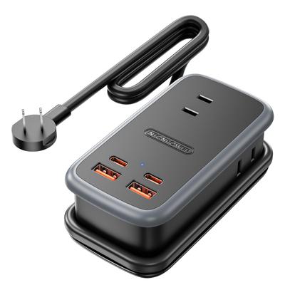NTONPOWER 65W Power Strip with Slim Plug, 1.27m Extension Cord, PD Fast Charging, Retractable, 7-in-1, 3 AC Outlets, 2 USB-C Ports, 2 USB-A Ports, Wal