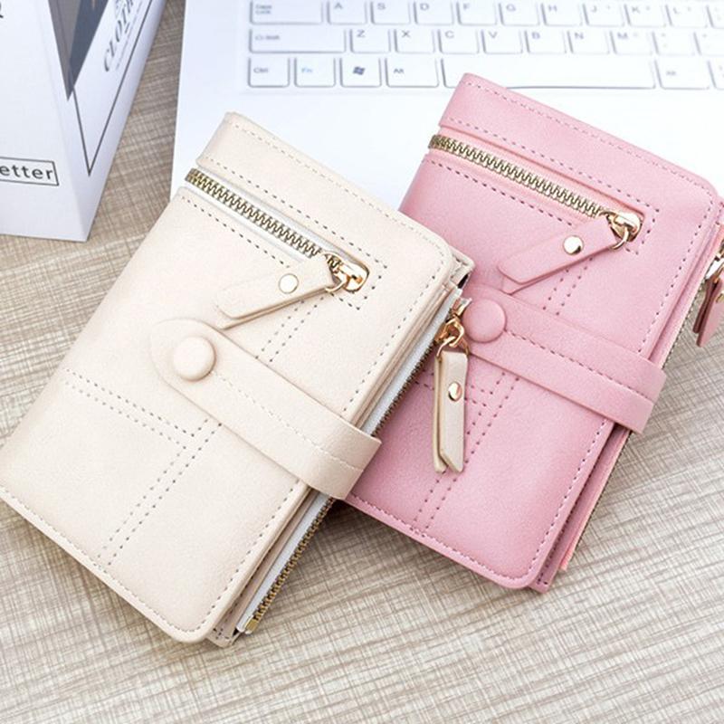 Solid Color Wallet  Short Card Holder Luxury Designer Solid Color Clutch Bag Ultra-Thin Leather Wallet For Women