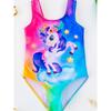 Mädchen Badeanzug Einteiler Niedlich Cartoon Bunt Einhorn Print Ärmellos Badebekleidung Kinder Sommer Strand Badeanzug