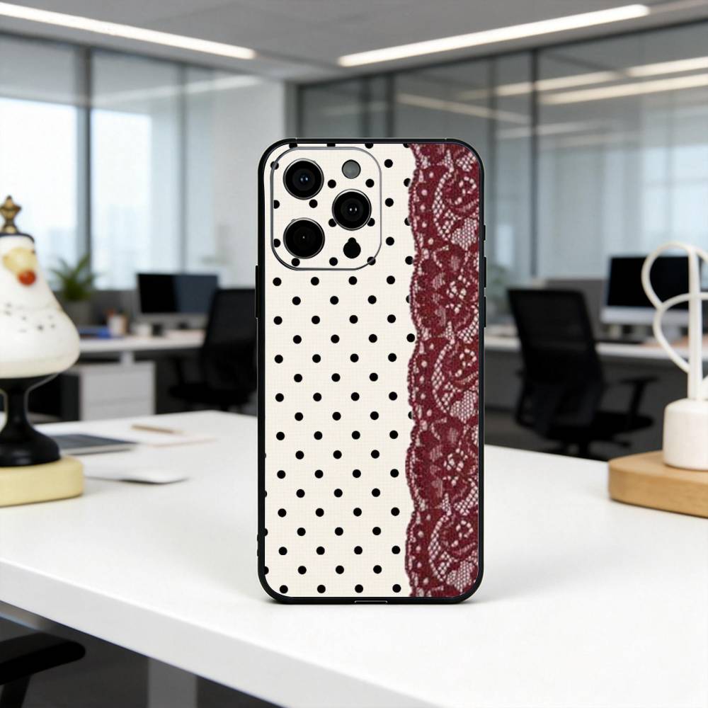 

L-Lace polka dot beauty Phone Case Silicone Soft For IPhone 17 16 15 14 13 12 11 X XR Plus Pro Max Plus iPhone15