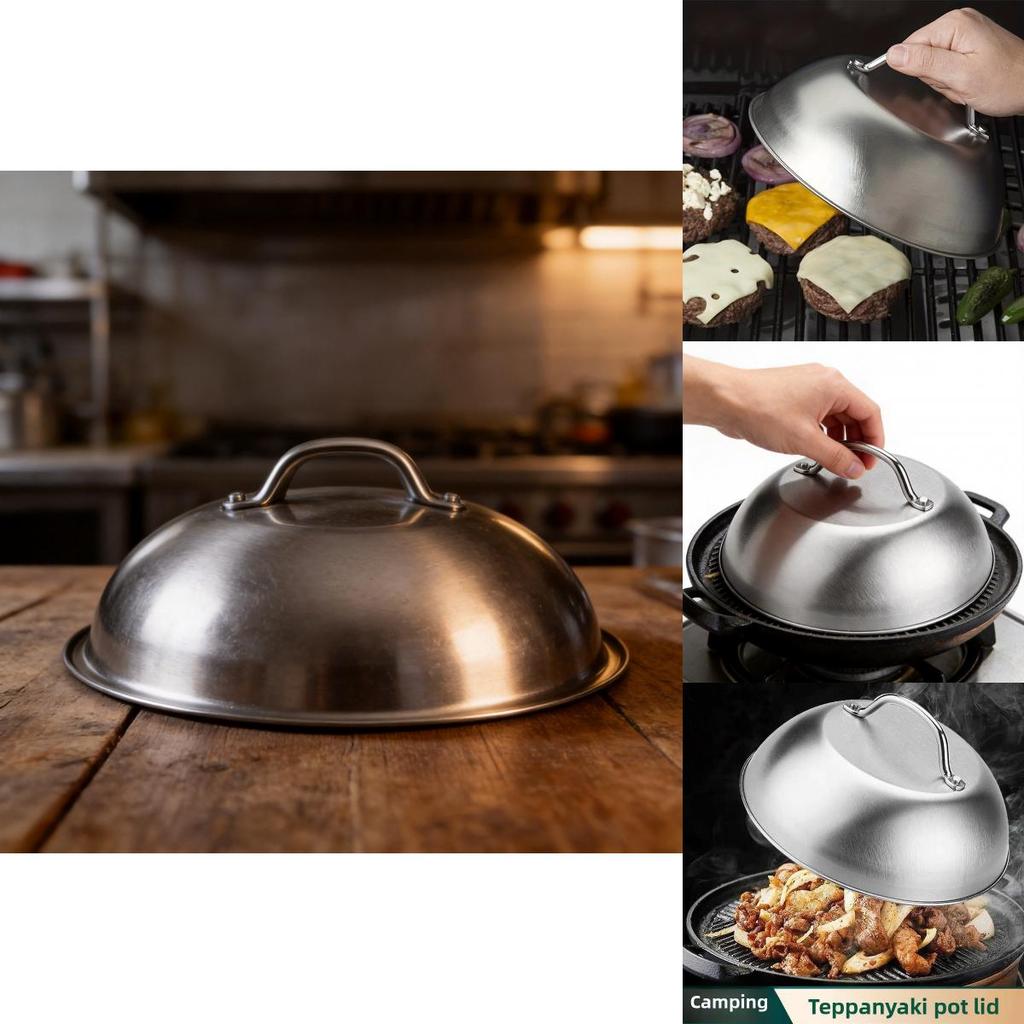Stainless Steel Grill Cover For Steak And Burgers With Heat Resistant Design For Home And Outdoor Cooking