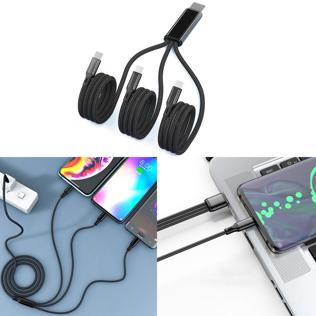 Multi USB Type C Charging Cable 5V 2A, 3-in-1 Type C Charger Cord with 3 USB-C Port for Cell Phones/Tablets