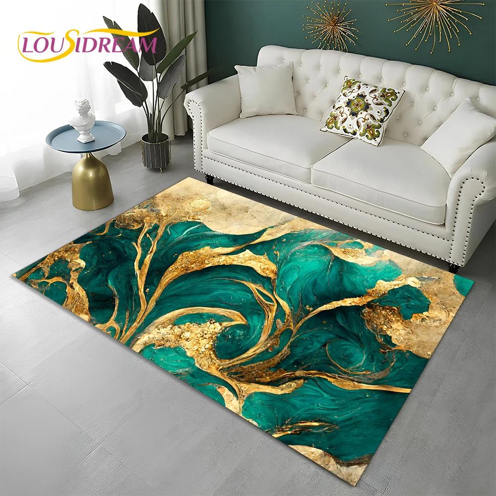 Green Gold Blue Black Marble Nordic Carpet Rug for Home Living Room Bedroom Sofa Doormat Decor,kid Area Rug Non-slip Floor Mat