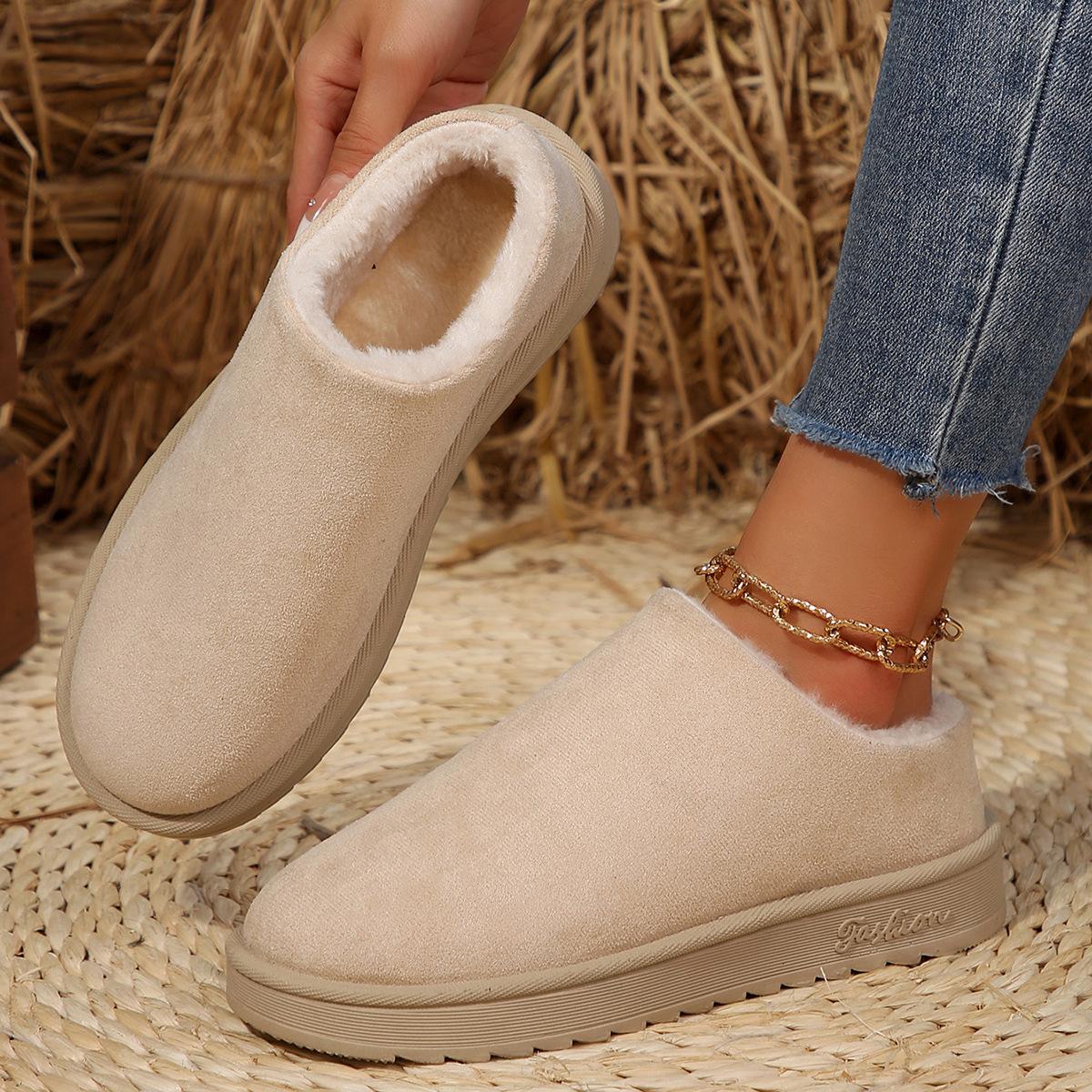 

Large size thick-soled wool slippers women s autumn and winter new home thick-soled warm bag head cotton mop 43