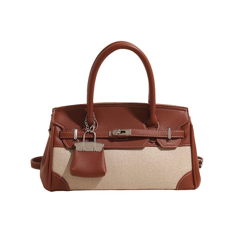 

Сумка-тоут Platinum с дизайном Splicing Design в стиле ретро, повседневная, иностранная, персонализированная, через плечо, сумка-мессенджер 31*12*17 коричневый