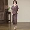 2026 Stylish Cotton Linen Summer T-Shirt Set for Middle-Aged Women