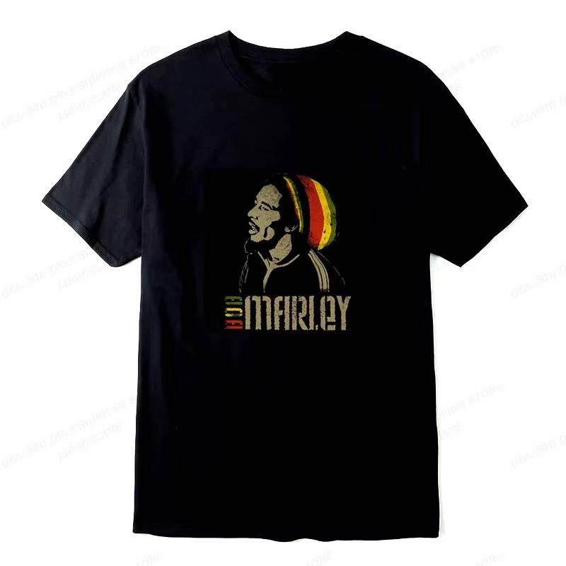 Rap Singer Bob Marley T-shirt Men's Fashion Cotton T-shirt Street Hip Hop Punk Top Women's Vintage T-shirt Solid Summer Clothing