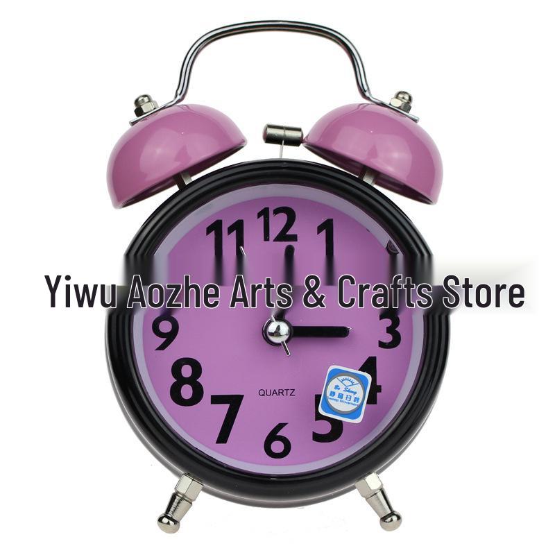 Luminous Silent 3-Inch Metal Bell Alarm Clock with Light - Creative Gift for Students