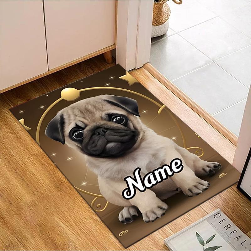 Custom Name Bulldog Comfortably Rug for Living Room, Game Rooms, Office, Bedroom, Floor Mat Playful Design, Fan Gifts Christmas Decor