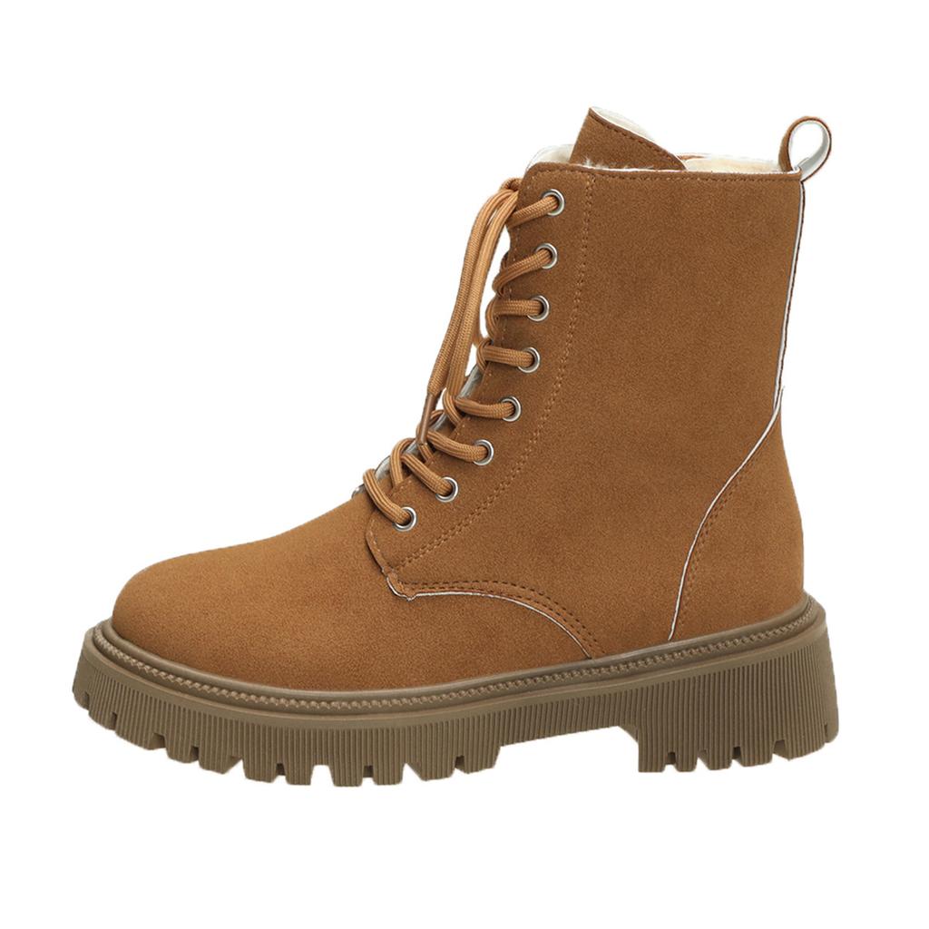 Large size short boots winter new women's boots lace-up middle heel casual platform Martin boots women