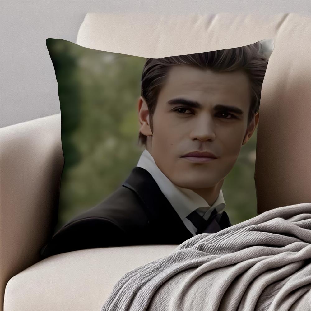 S-Stefan Salvatore Vampire Diaries Lead Cushion Cover Pillowcase Anti-Dustmite Invisible Zipper Short Plush Sofa Cushion