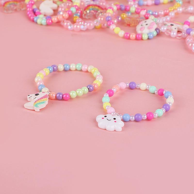 5pcs Rainbow Unicorn Colorful Beads Bracelet Kids Birthday Party Favors for Guest Goodie Bag Pinata Filler Girls Christmas Gift