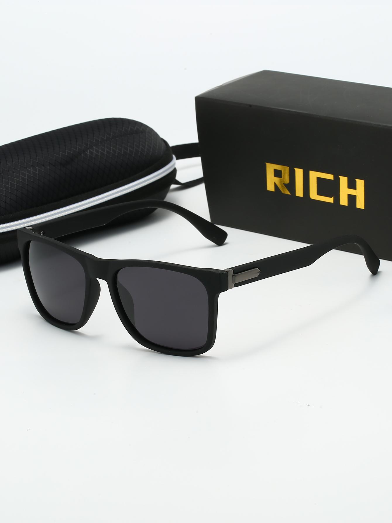 

1Pc High-Quality Polarized Sunglasses Set with Metal Spliced Temples, Anti-Glare and Anti-Uv, Premium Gift Set