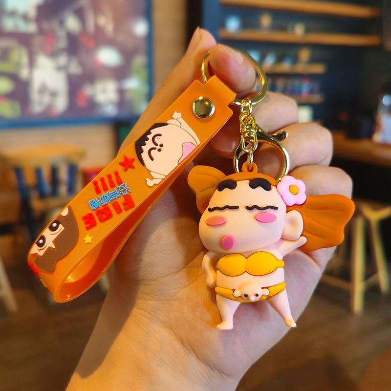 New Anime Crayon Shin-chan Kawaii Q Version Cos Cross Dress Funny Figure PVC Model Toys Doll Couple Keychain Gifts