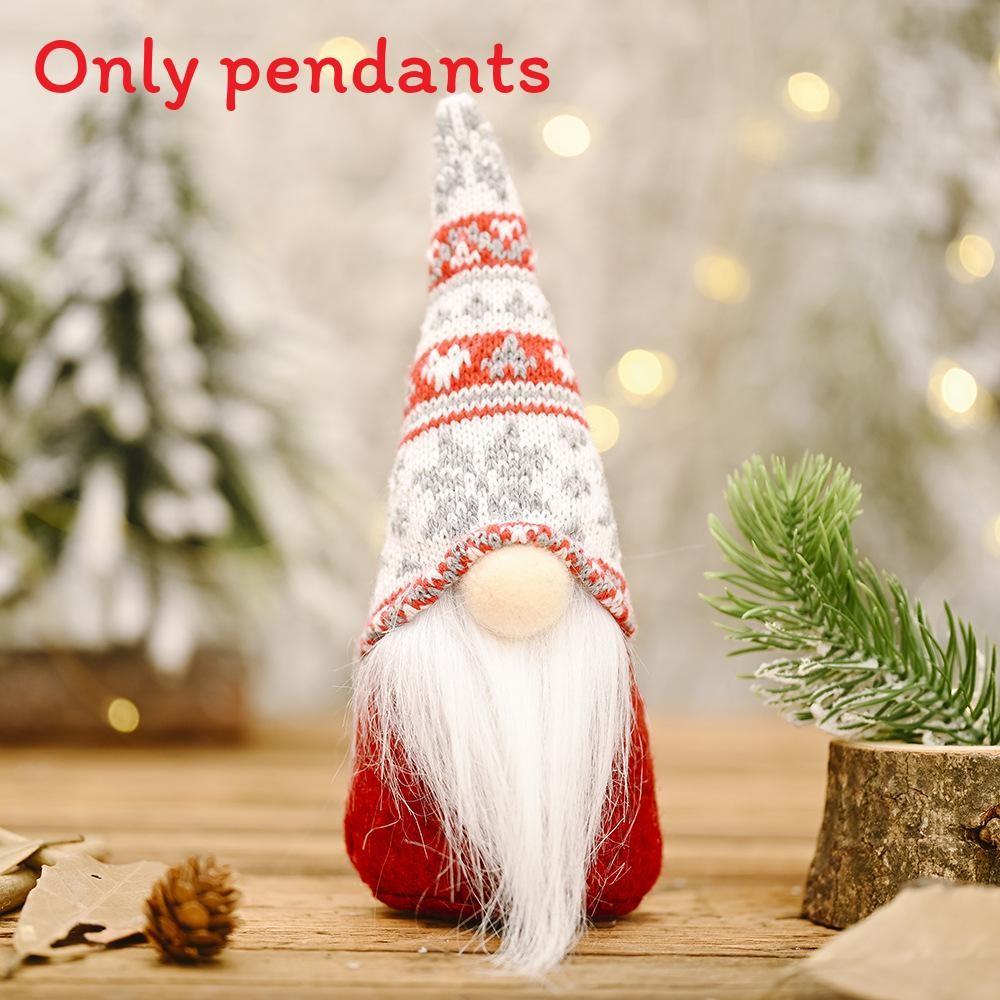 Christmas Snowflake Knit Hat Forest Elder Doll With Fabric Material For Festive Decorations белый
