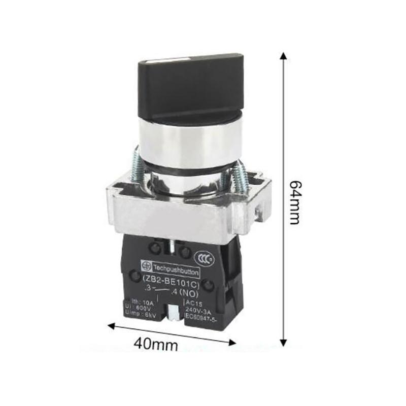 1 Pièce 22Mm Bouton Poussoir Commutateur Rotatif Xb2-Bd25 Bd53 1No1Nc 2No 2/3 Positions Auto-Verrouillage Auto-Réinitialisation Commutateur à Bouton Sélecteur