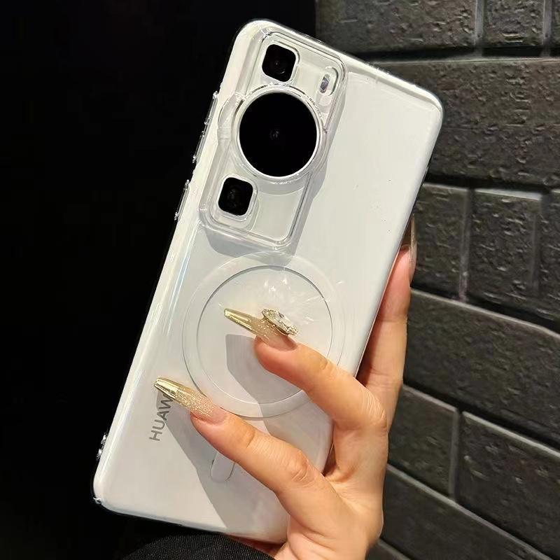 Magsafe Case for Huawei P60 Pro Clear Acrylic Shockproof Wireless Charging Phone Case for Huawei P60 Hard Bumper Shell