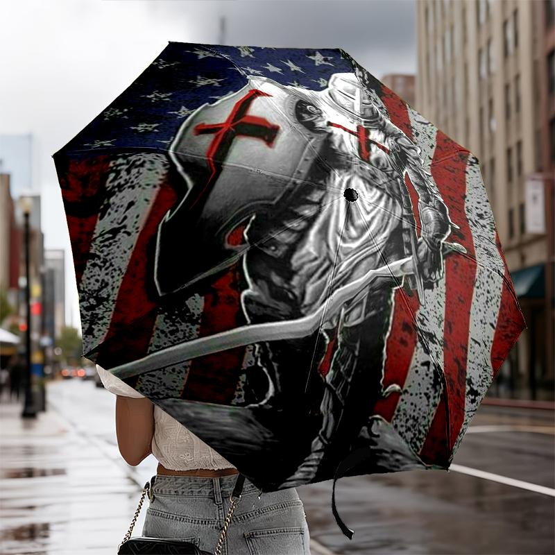 Knightly Valor And Patriotism Umbrella 8-Frame for Travel, camping, Casual Lightweight Portable Umbrella, Essential for every family Holidays Gift