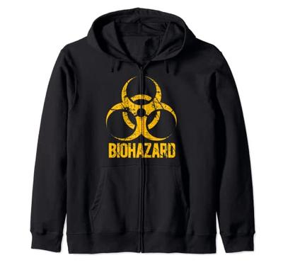 Moletom com Zíper Estilo Grunge Antigo Tóxico Vintage Resident Evil