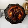 Devilish Inferno Emblem pattern umbrella, portable and foldable design, 8 ribs, a casual accessory for Halloween, Christmas, and birthday gifts.