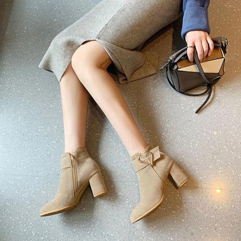 Fashion Suede Booties Moccasin Work Plain Ankle Boots for Women Sale Boot Comfortable and Elegant On Promotion Offer Woman Short Shoes