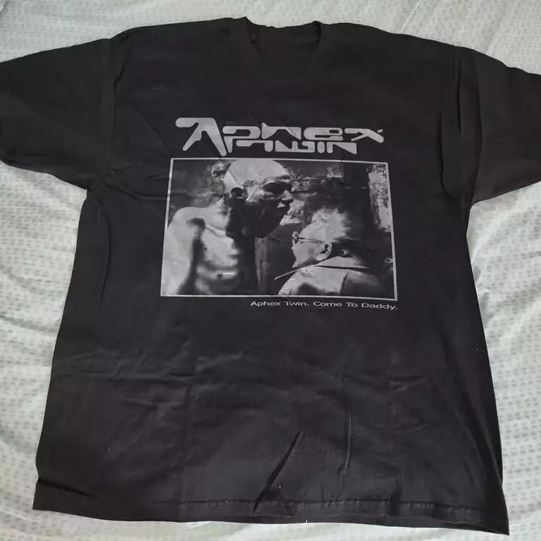 Aphex Twin Band Gift for Fans White T-shirt American Men Women Hip-hop Street Metal Band Short-sleeved Cotton Band Singer Top