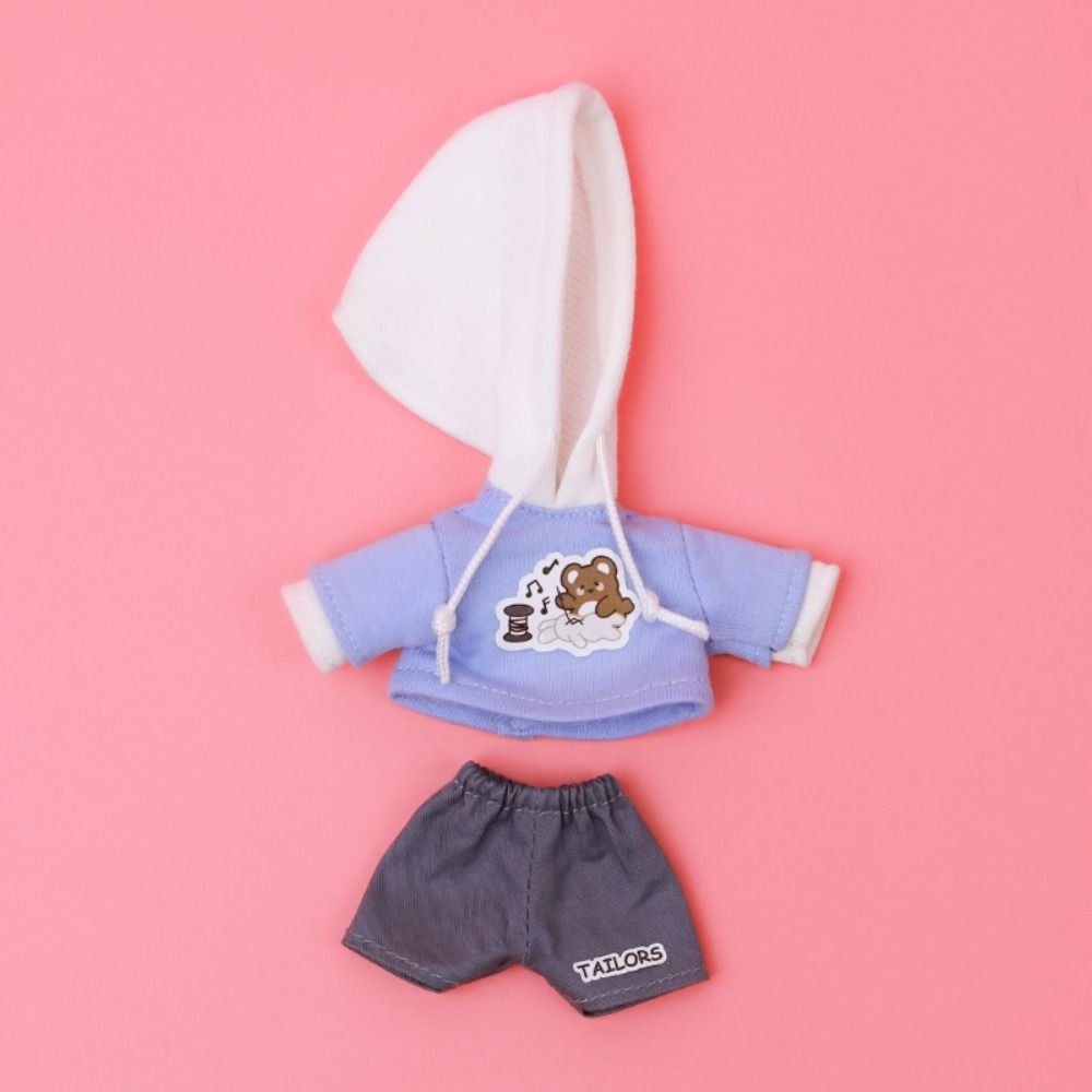 Casual Wear OB11 Doll Hoodie Set Bear Pattern Hippop Shorts Set Doll Sweatshirt Set  Bjd 1/12