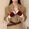 1Pair Fingerless Gloves Solid Color Plush Warm Knitted Soft Half-Finger Flexible Cold-proof
