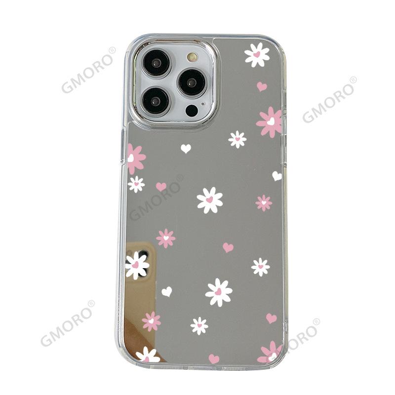 Exclusive for pink love daisy apple 17/16 mirror large hole protective case 13promax mobile phone case