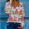 QICED Women's Fashion Casual Long Sleeve V Neck Blouses & Shirts