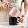 Ceramic Cup With Lid Spoon Creative Office Men And Women Drinking Cup Couple Black And White Advertising Campaign Gifts