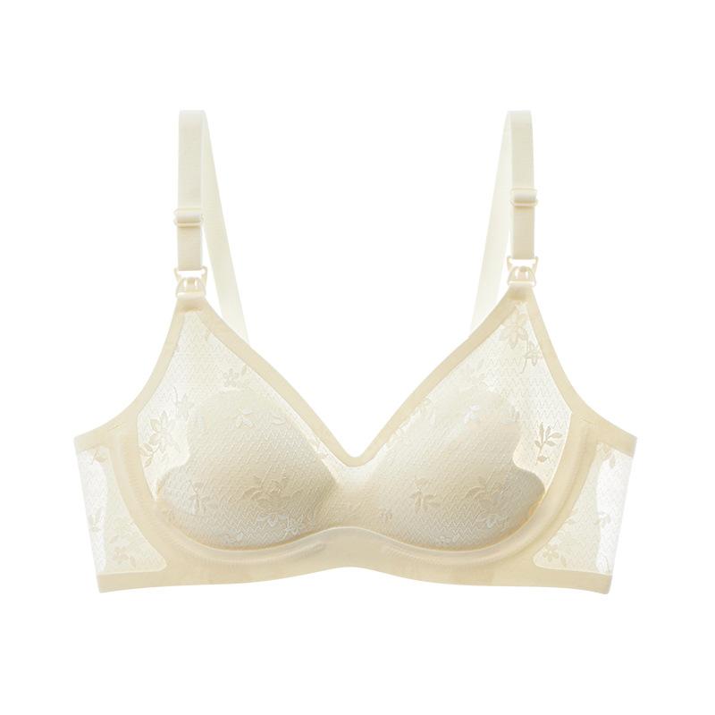 

Lace Nursing Bra, Thin Breathable Fixed Cup Push Up High Elasticity Wireless Maternity Bra for Pregnancy 90