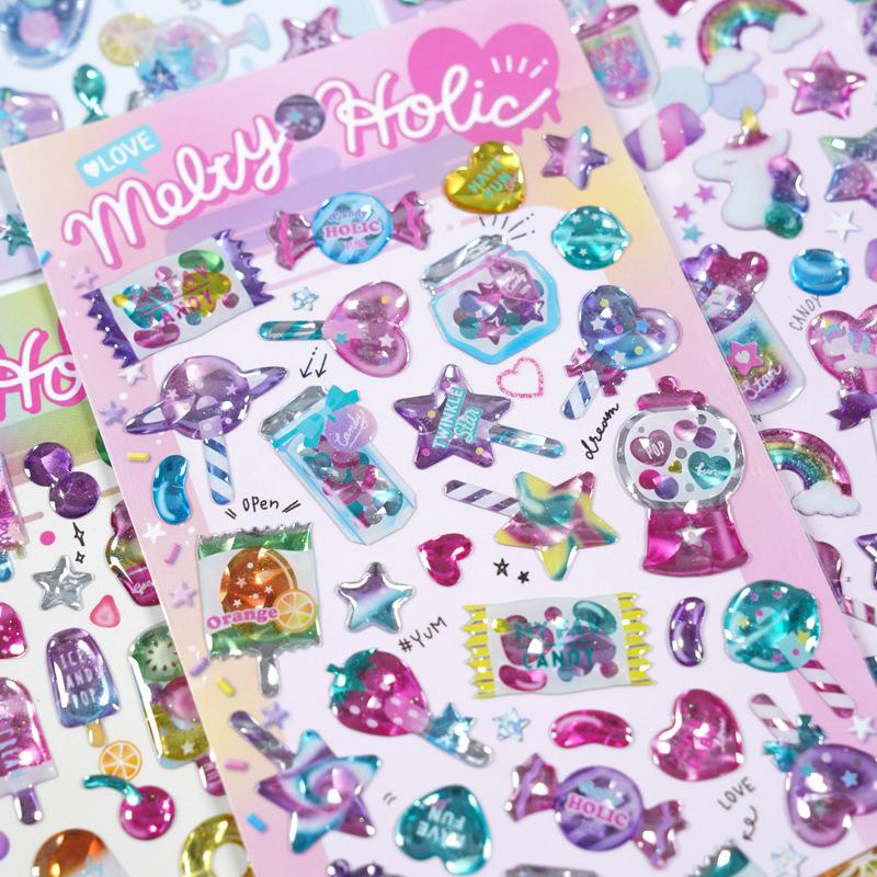 1pcs/1lot kawaii Stationery Sticker Cat's Eye Crystal junk journal Decorative Scrapbooking DIY Craft Sticker